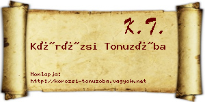 Körözsi Tonuzóba névjegykártya